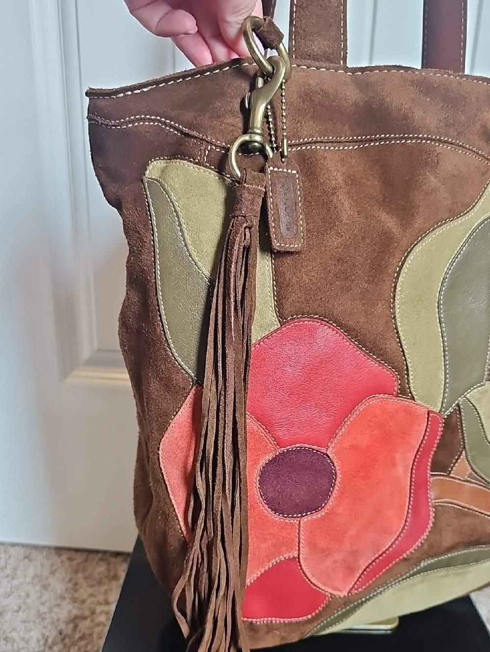 RARE Vintage 2006 Coach Limited Edition "Poppy for Peace" Suede Tote 9259 - EUC - Picture 14 of 15